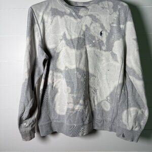Polo by Ralph Lauren Sweatshirt HEAVILY DISTRESSED- Size Medium Gray and White